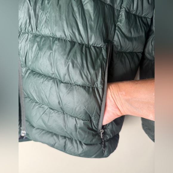 Eddie Bauer EB650 Mens Hooded Down Puffer Jacket Size S Green Zip Front Pockets - Picture 3 of 14